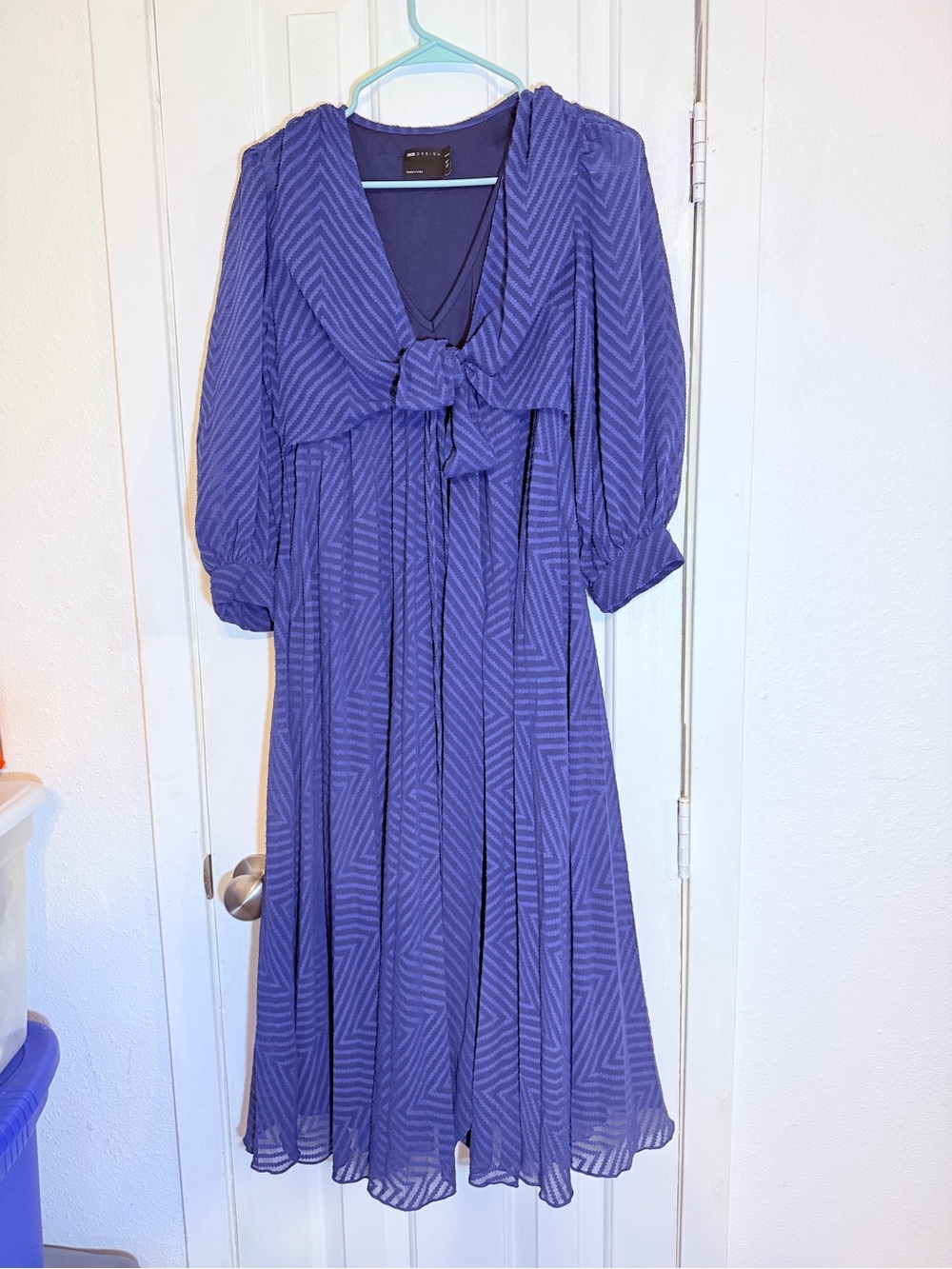 ASOS Maternity blue Chevron Tie-Front Long Sleeve Midi Dress
